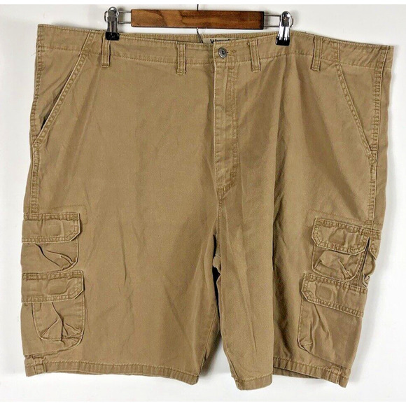 Wrangler Cargo Shorts 48 Mens Khaki Utility Pockets 100% Cotton Tan Light Brown - Picture 1 of 6